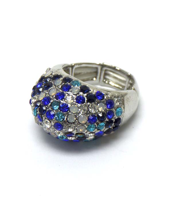 Crystal pave puffy top stretch ring