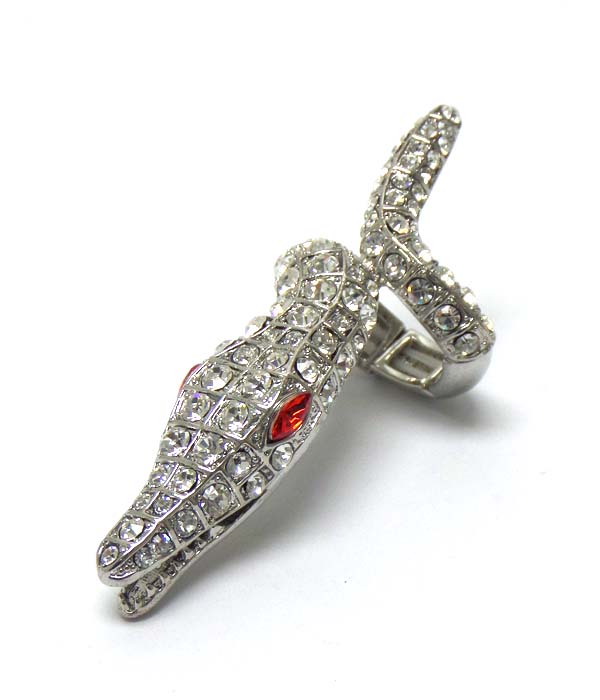 Crystal pave snake stretch ring
