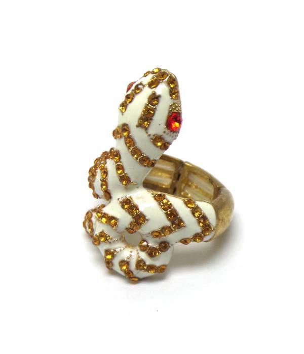 Crystal and epoxy snake stretch ring