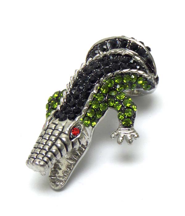 Crystal crocodile stretch ring