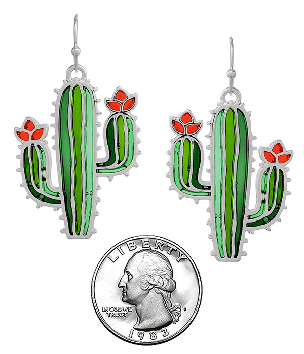 STAINED GLASS WINDOW INSPIRED MOSAIC EARRING - CACTUS