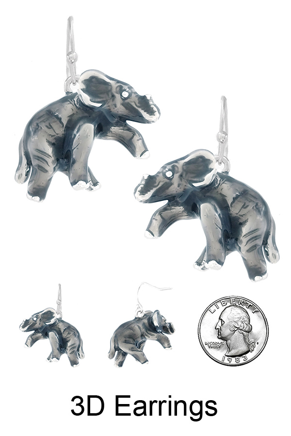 Lucky theme 3d epoxy earring - elephant