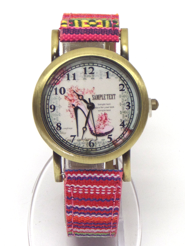 Vintage picture face boho band watch - high heel