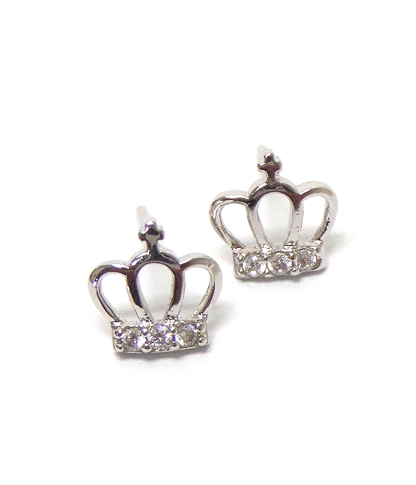 Small crystal stud crown stud earring