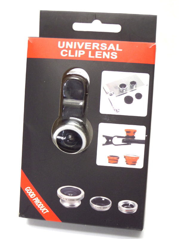 Wide angle and fisheye three selfie cam clip lens - compatible with all cellphone