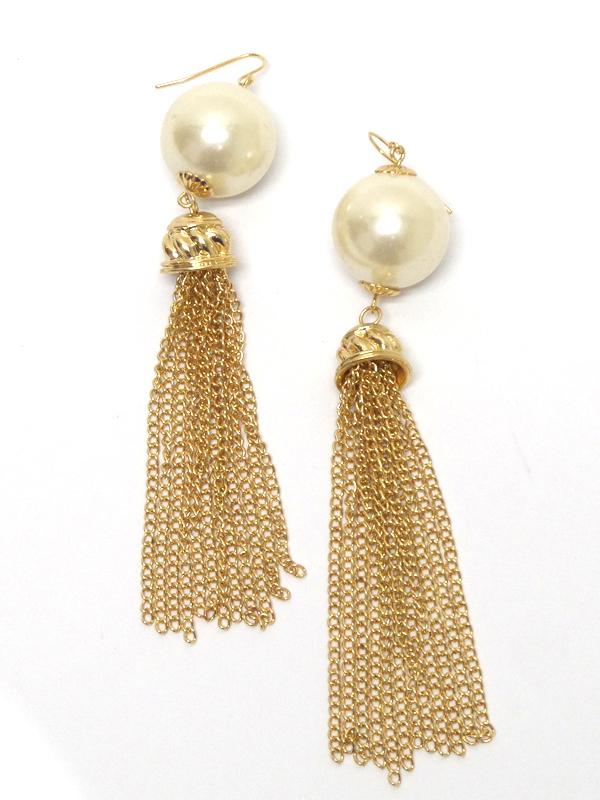 Pearl and tassel drop earring