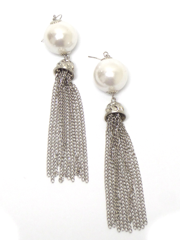 Pearl and tassel drop earring