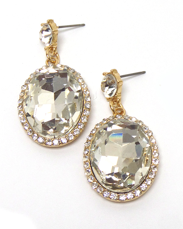 Oval crystal drop  earring