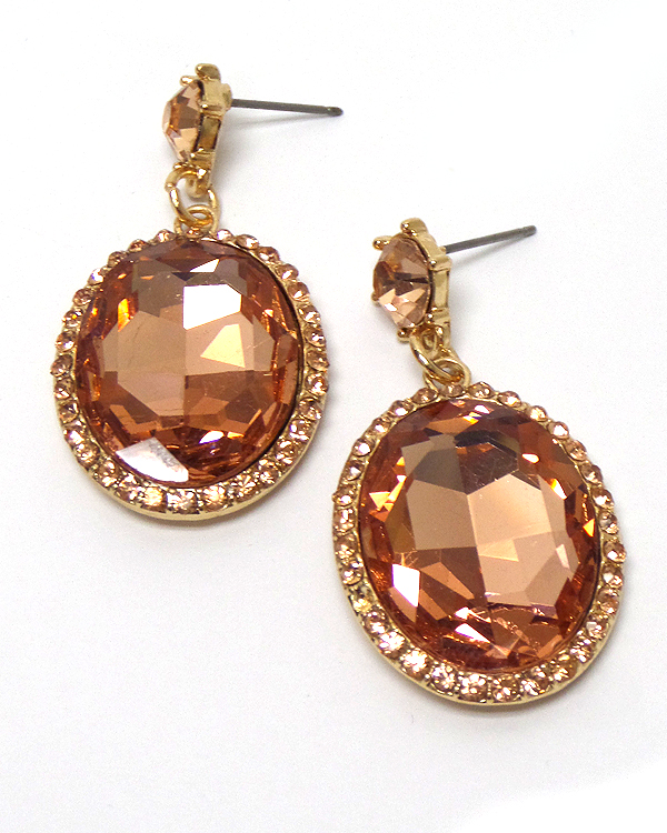 Oval crystal drop  earring
