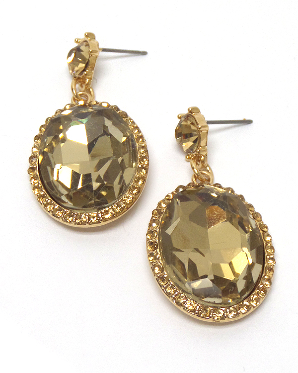 Oval crystal drop  earring