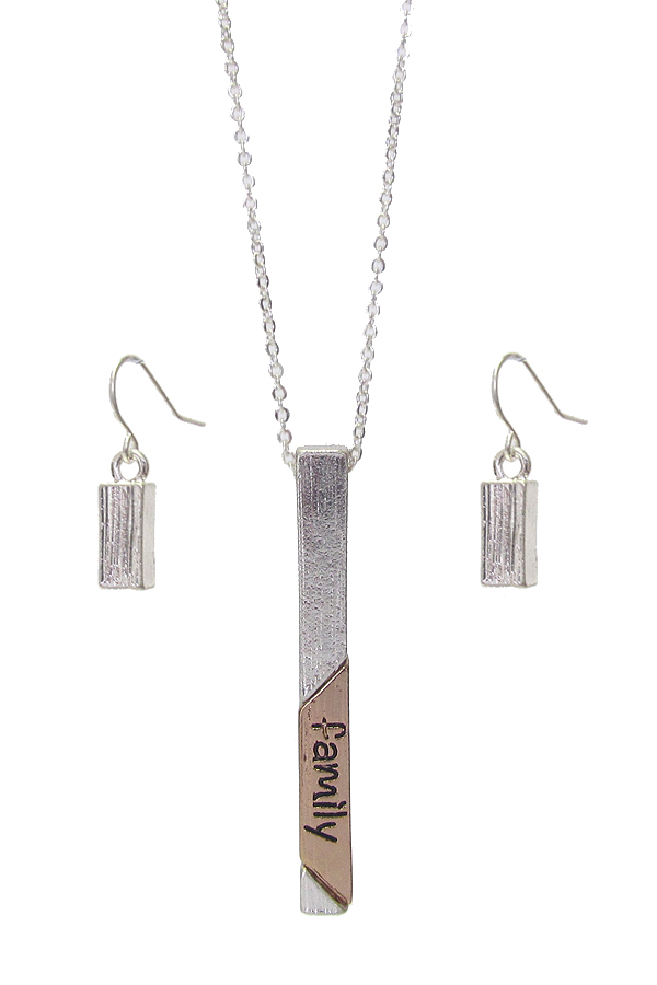 Metal bar pendant necklace set - family
