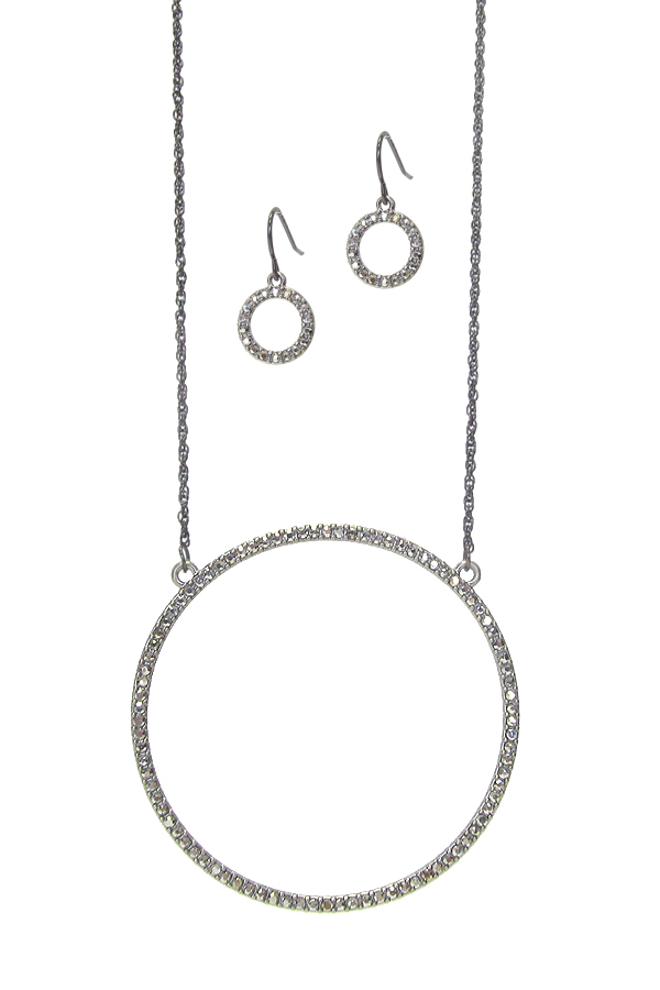 LARGE CRYSTAL HOOP PENDANT NECKLACE SET