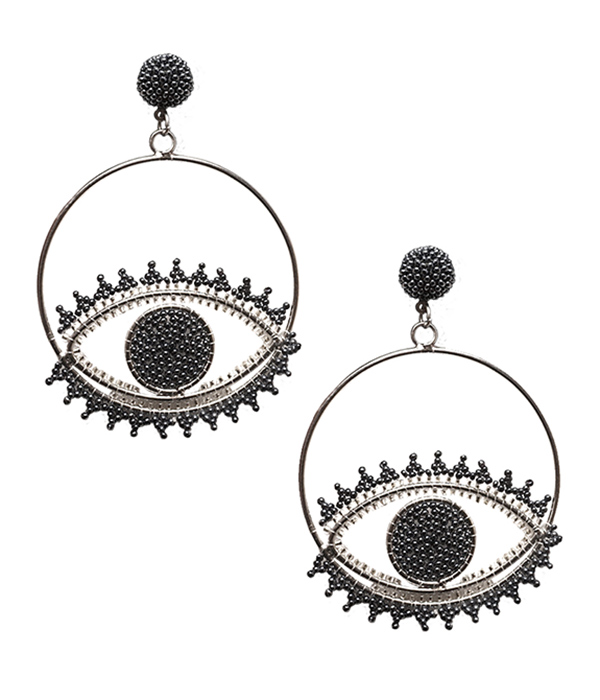 Multi seedbead evileye hoop earring