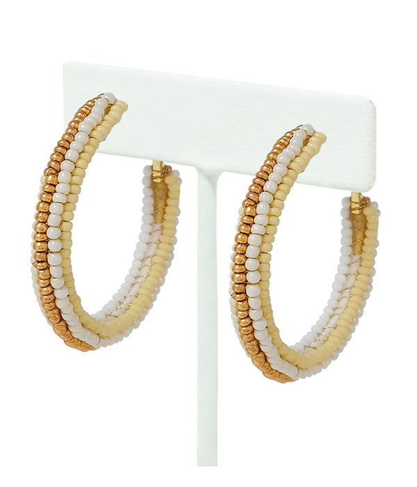 Handmade multi seedbead hoop earring