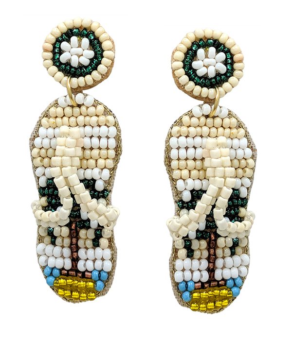 Handmade multi seedbead flipflop earring