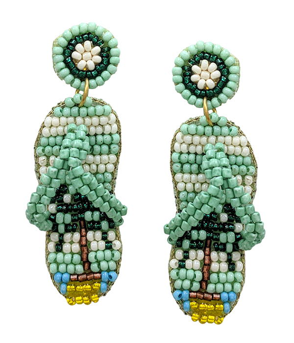 Handmade multi seedbead flipflop earring
