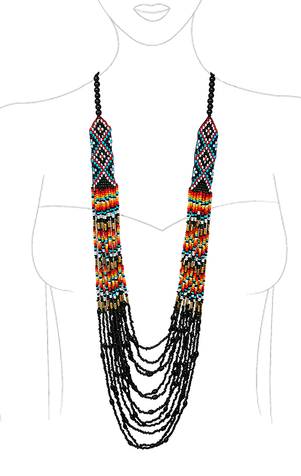 HANDMADE MULTI SEEDBEAD CHUNKY LONG NECKLACE