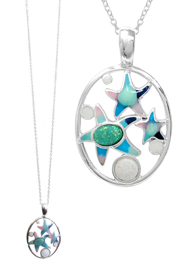 SEALIFE THEME MIX OPAL NECKLACE - STARFISH