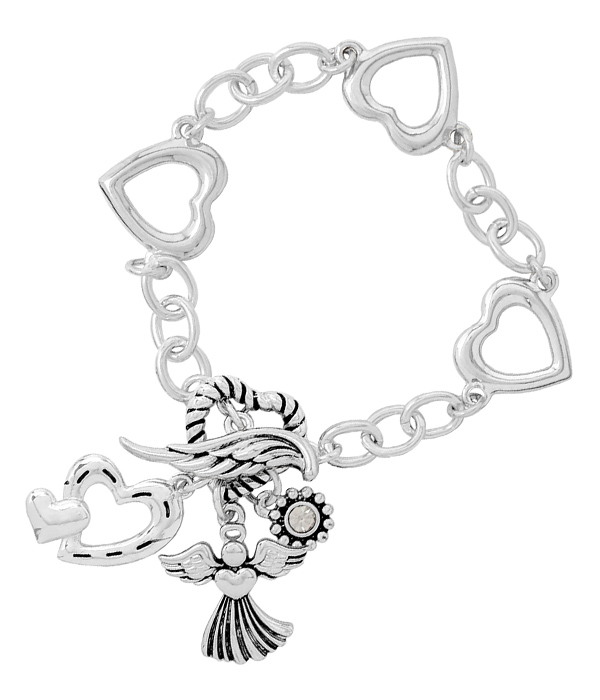 DESIGNER TEXTURED GUARDIAN ANGEL THEME TOGGLE BRACELET