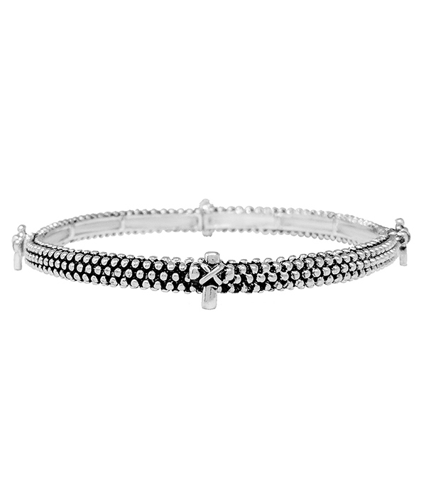 Designer textured stackable stretch bracelet
