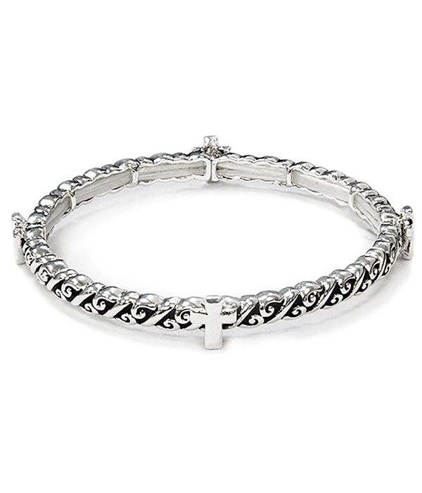 Designer textured stackable stretch bracelet