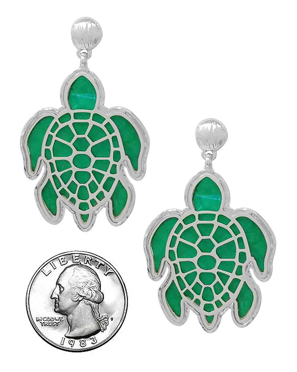 Sealife theme metal filigree earring - turtle