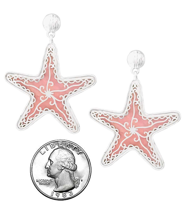 SEALIFE THEME METAL FILIGREE EARRING - STARFISH