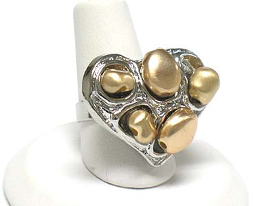 Crystal accent metal heart ring - adjustable