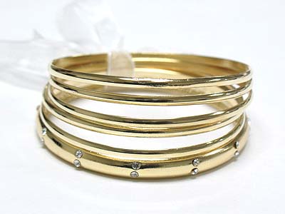 6 metal bangle and crystal bracelet