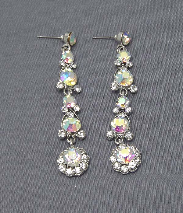 Multi crystal link drop earring