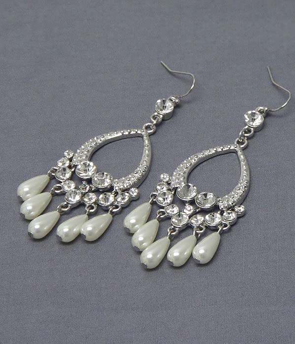 Crystal and multi pearl drop bridal earring