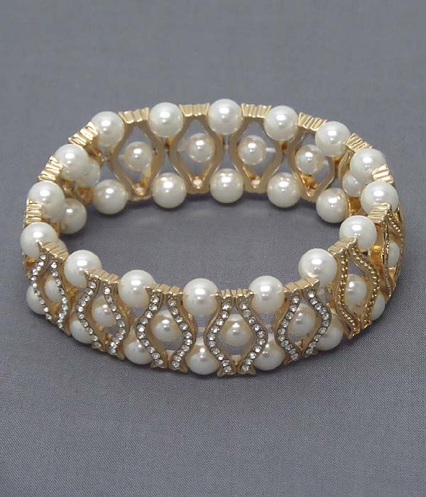 Crystal and pearl mix stretch bracelet