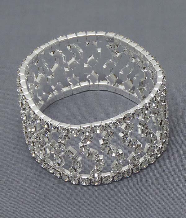Wave pattern rhinestone stretch bracelet