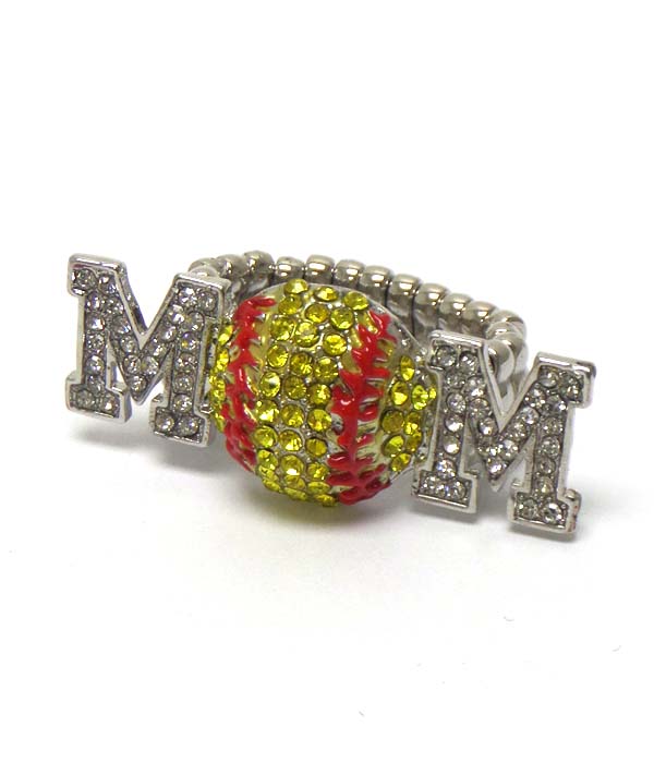Softball mom crystal stretch ring