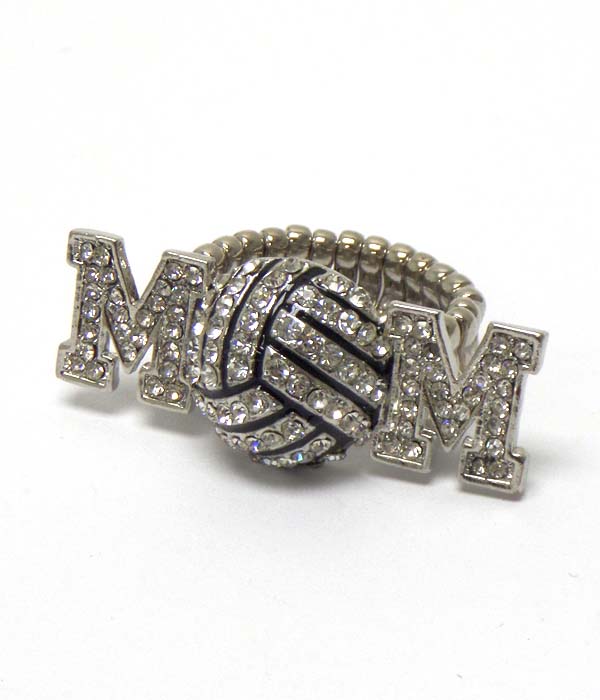 Volleyball mom crystal stretch ring