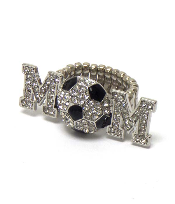 Soccer mom crystal stretch ring