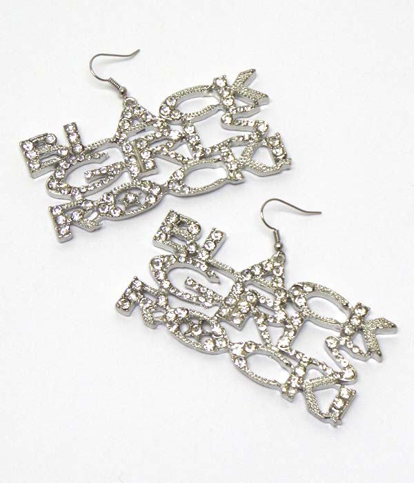 Black girl rock crystal earring