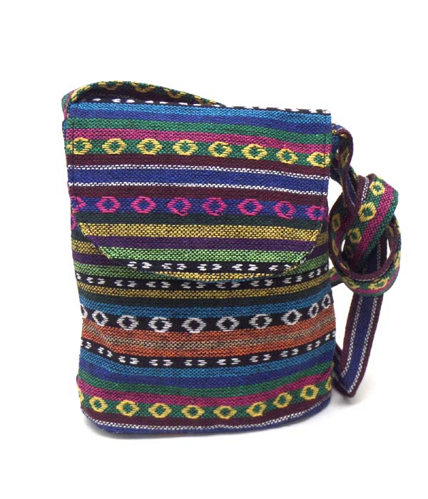 Tribal print zipper top messenger bag