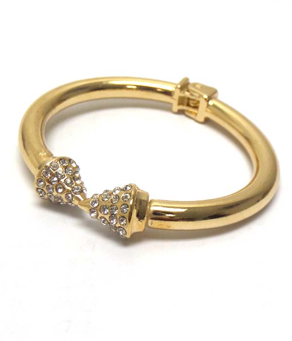 Crystal spike metal hinge bangle bracelet