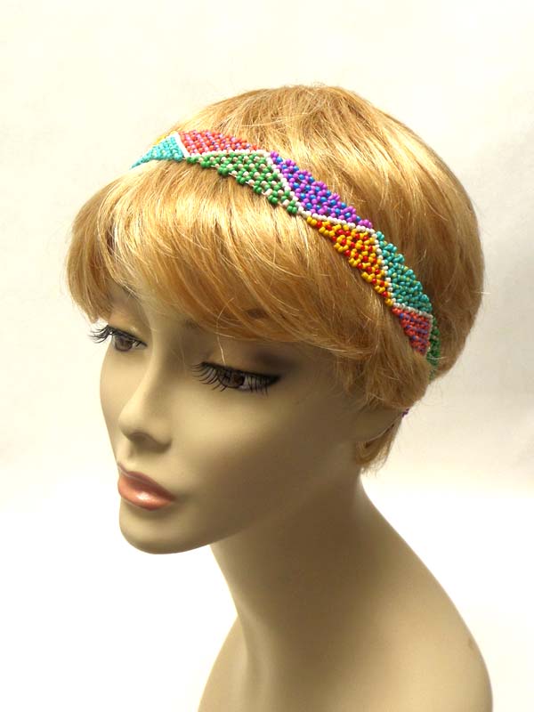 MULTI SEED BEAD BOHEMIAN STYLE STRETCH HEADBAND