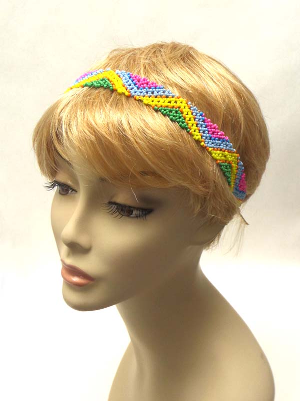 Multi seed bead bohemian style stretch headband