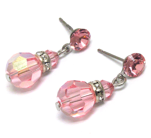 Swarovski crystal ball and rondelle drop earring - made in usa