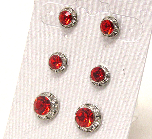 Swarovski crystal deco rondelle post earring set of 3 - made in usa