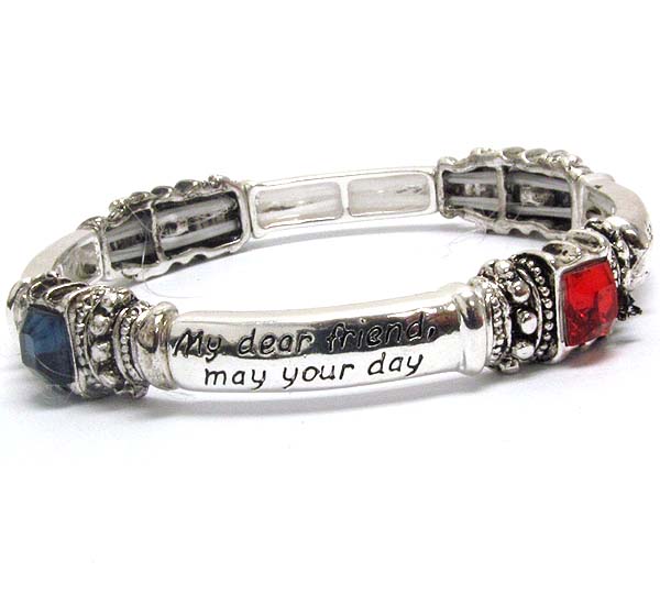 Crystal deco friends blessing message stretch bracelet