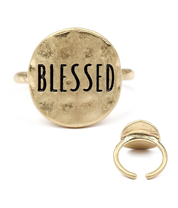 Handmade metal disk ring - blessed