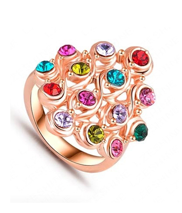 Multi color crystal ring