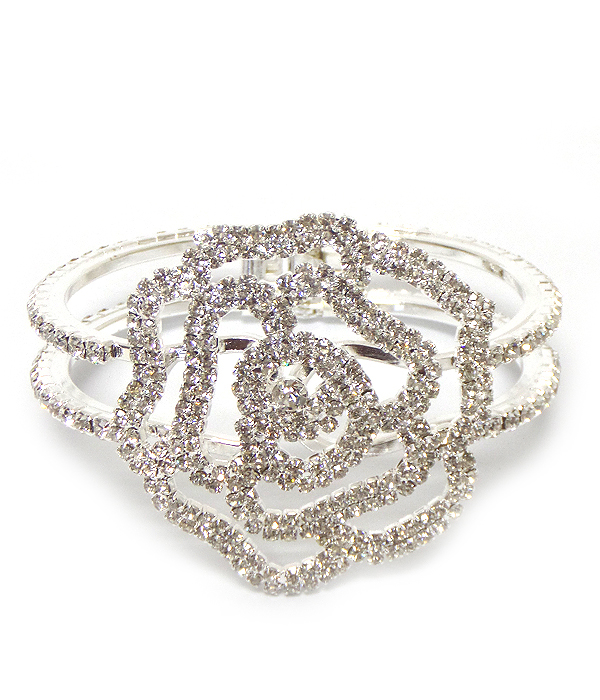 Rhineston rose hinge bangle