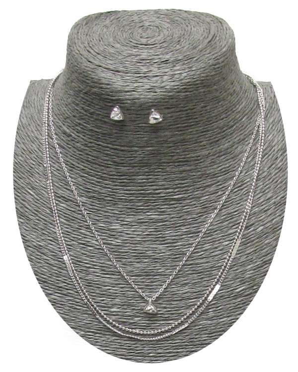 Etsy style 3 layer chain and crystal necklace set