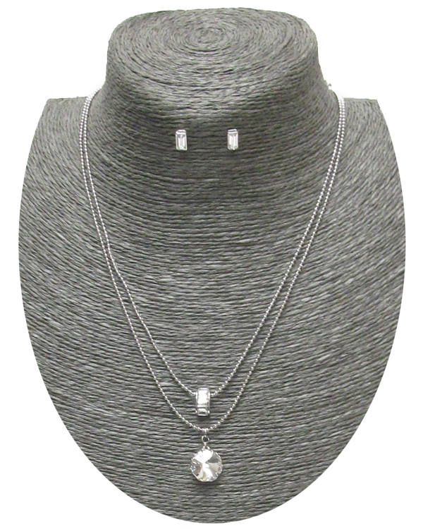 Etsy style double layer chain and crystal necklace set