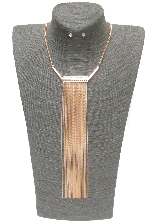 Long chain tassel drop necklace set